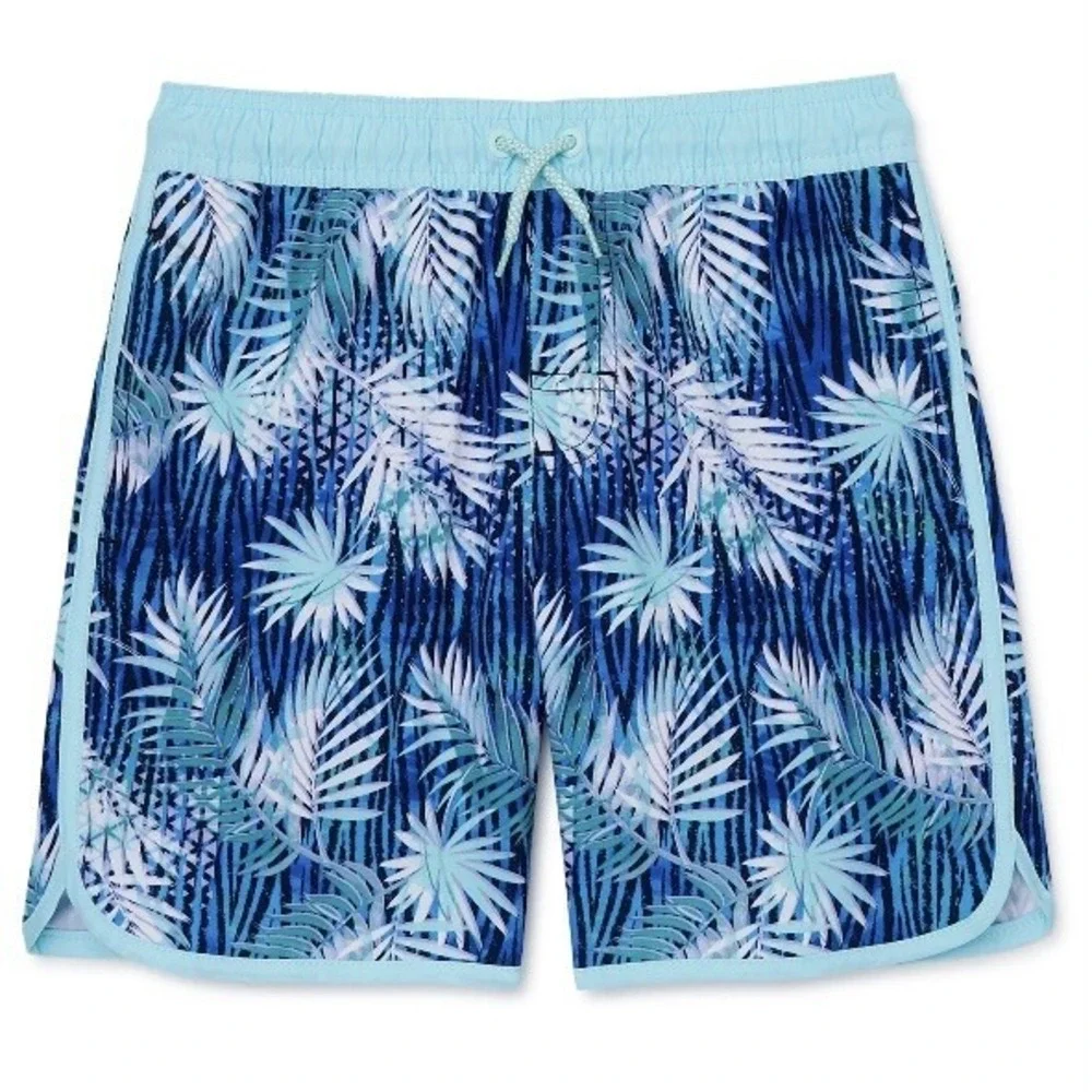 Wonder Nation Boys Quick Dry Swim Trunks Medium 8 New with Tags Palms UPF 50+